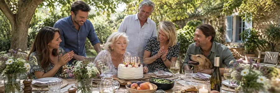 Example: family celebrating a garden birthday.